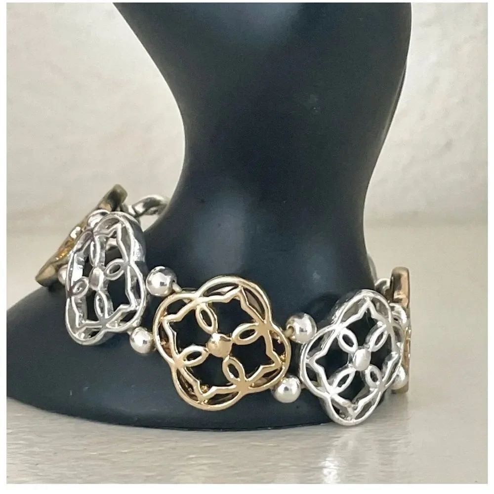 Silver gold tone stretchy bracelet